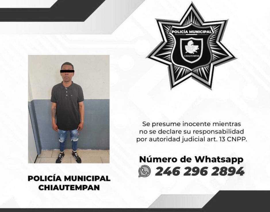 Detiene Policía de Chiautempan a sujeto por cohecho